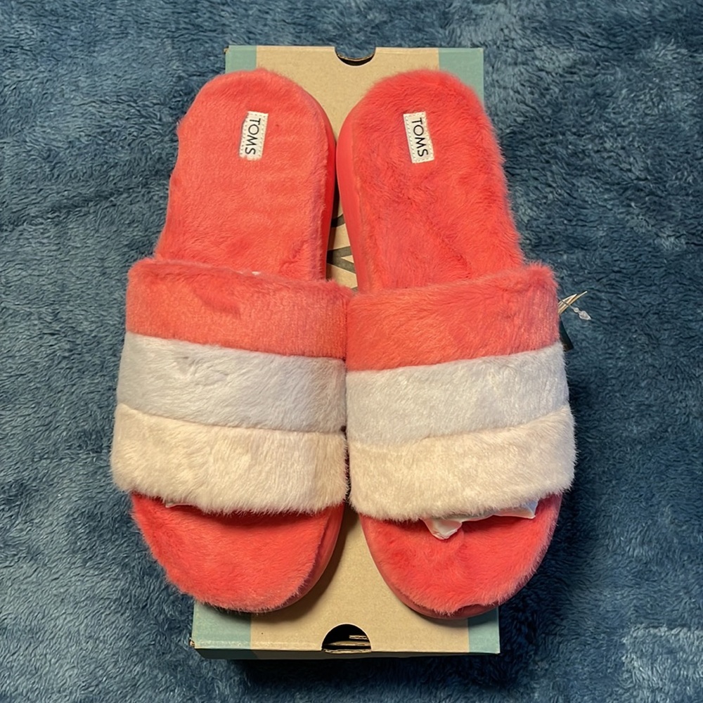 Toms Alpargata Mallow Slide size 10 Tea Rose Colorblock Faux Mohair brand new